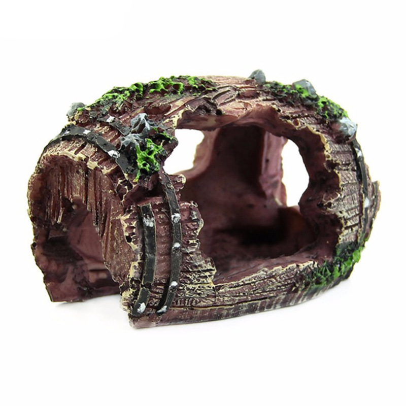 Marine Aquarium Aquascape - อุปกรณ์ตกแต่งตู้ปลา รูปทรงถัง ทำจากเรซิ่น สำหรับตกแต่งตู้ปลาและฉากหลัง